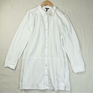 Eileen Fisher White Cotton Long Shirt Tunic Dress White oversized Large